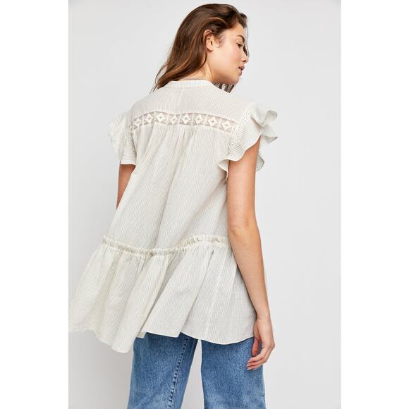 New FREE PEOPLE  Baby Blues Tunic $128 SMALL Ivory Semi-Sheer Mini Cotton - Picture 7 of 9
